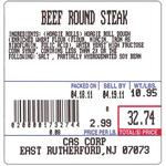 CAS LST-8020 Label, UPC w/Ingredients - 500 per roll 58 x 60 mm