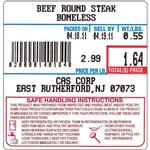 CAS LST-8040 Label, UPC w/Safe Handling, 500 per roll 58 x 60 mm
