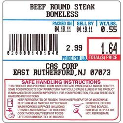 CAS LST-8040 Label, UPC w/Safe Handling, 500 per roll 58 x 60 mm