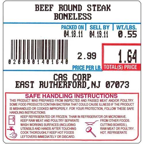 CAS LST-8040 Label, UPC w/Safe Handling, 500 per roll 58 x 60 mm